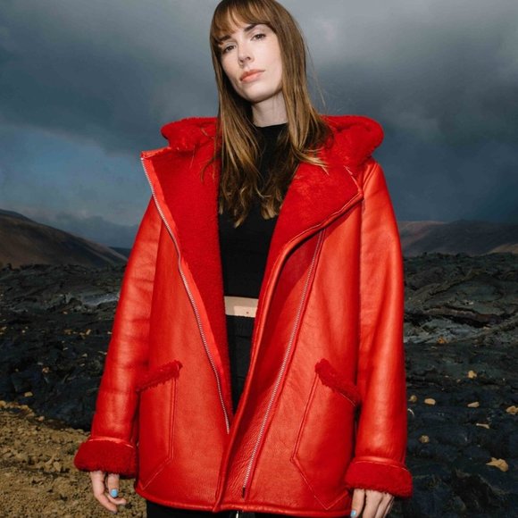 Therma Kota Silja Shearling Jacket - Red - Picture 1 of 3